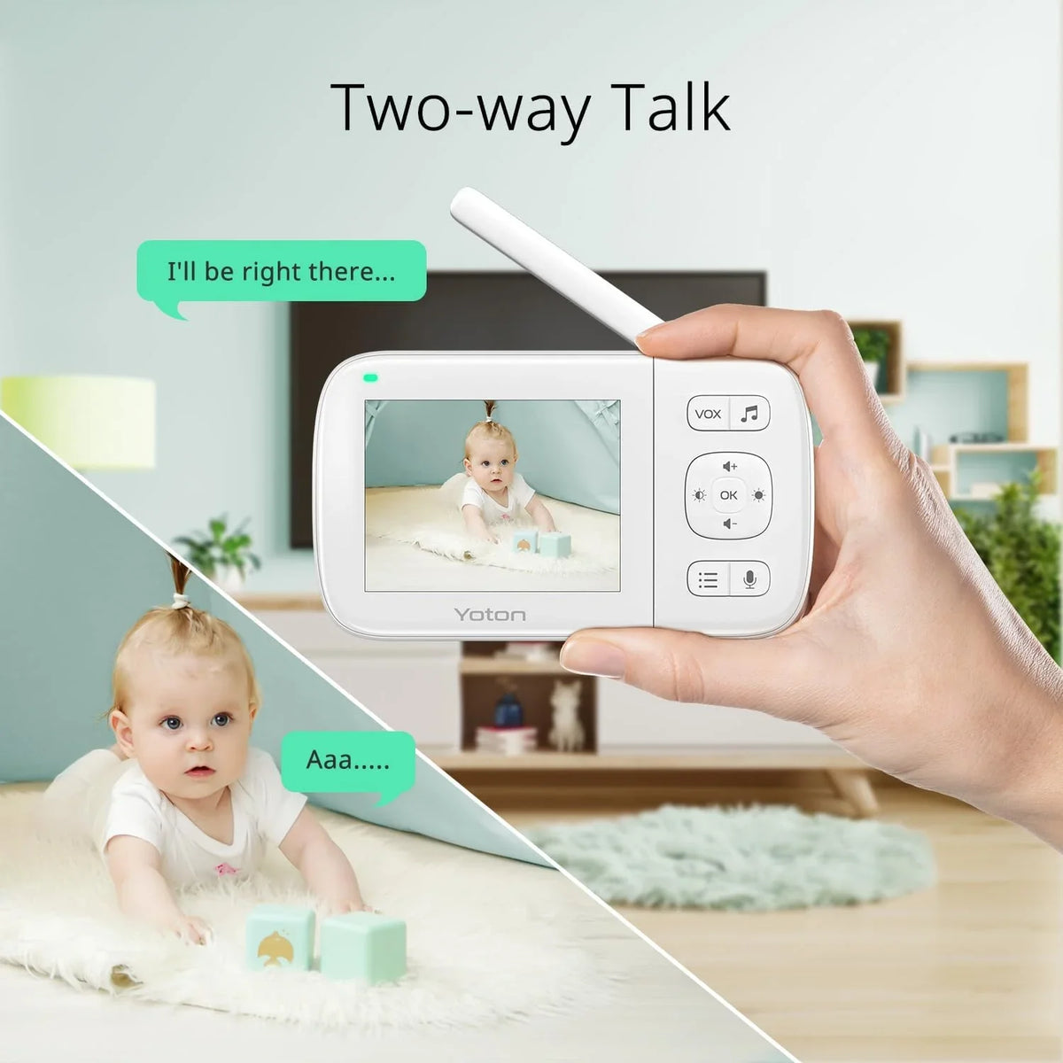 Night Wireless LCD Transmission, Vision, Home with Sensor, Digital Baby Screen Way Yoton Talk Mode, 8 Camera, Security, 2.4GHz VOX Two Temperature Monitor Lullabies, 3.5-inch