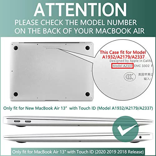 Inch Clear Crystal Dongke MacBook & M1/A2179/A1932, MacBook Touch Retina for Illustration 2020 Display Cover with Release 13 ID Hard Air Air Model: 13" Case - Shell for 2019 A2337 Floral 2018