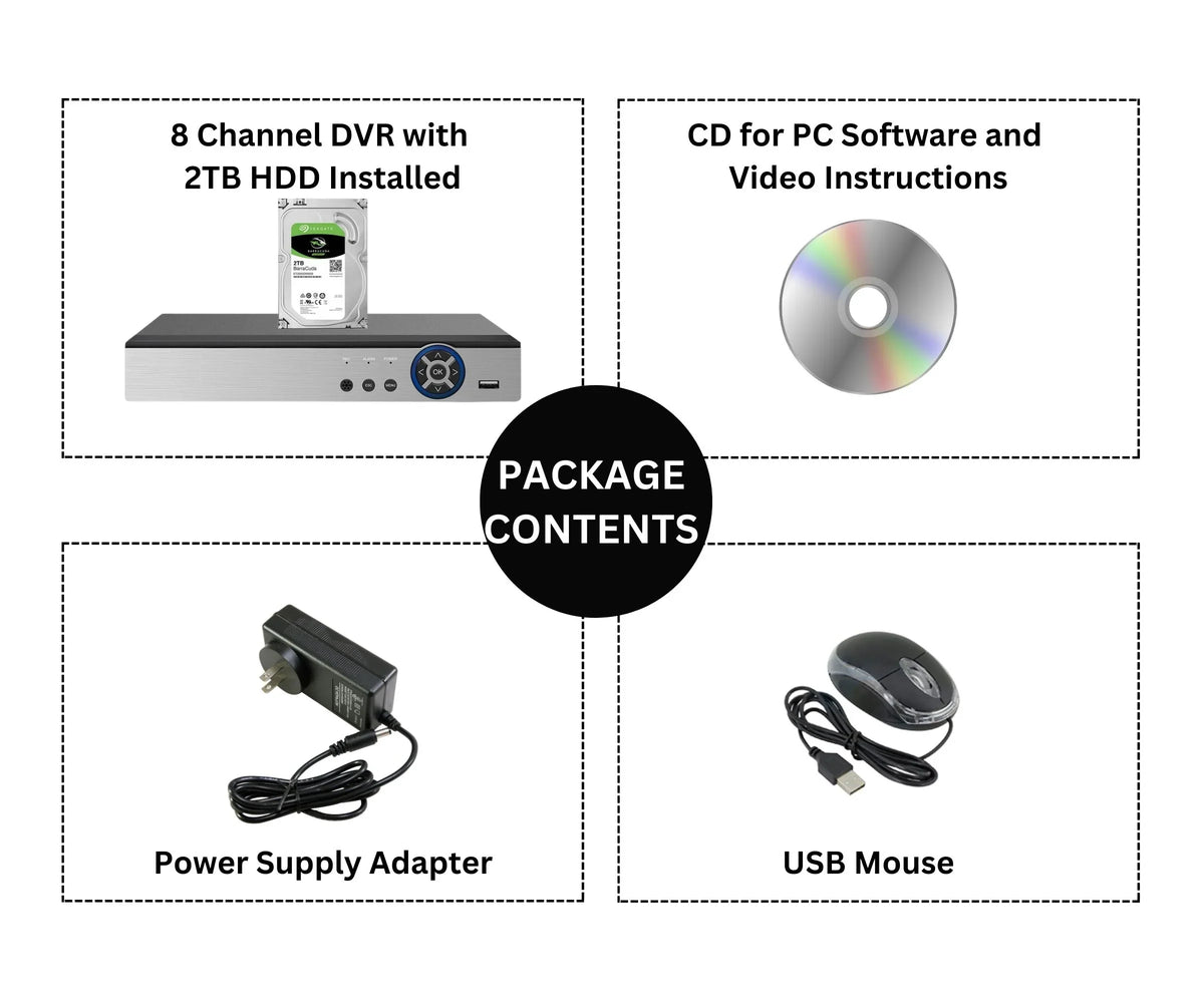 H.265 Surveillance 2TB 8 CCTV Hard Analog Channel CVI Drive DVR Recording Evertech for Security TVI AHD