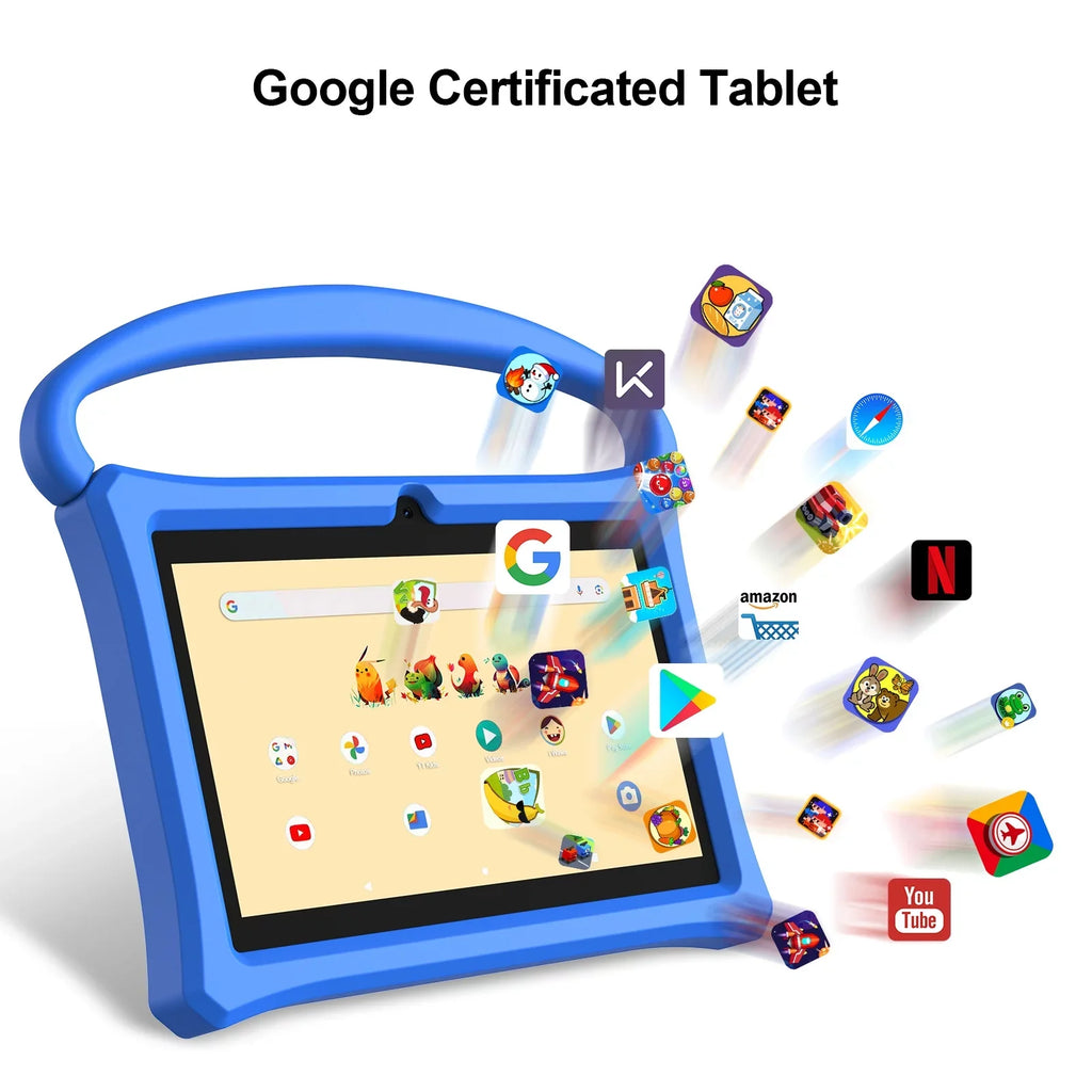 7 11 Play(Blue) Tablet, Kids Android Learning Apps Case, Parental Protective Bluetooth, Control for RAM ROM, Pre-Installed Tablet 32GB BAKEN 2GB inch Google WiFi6, Toddlers Kid-Proof Children Tablet,