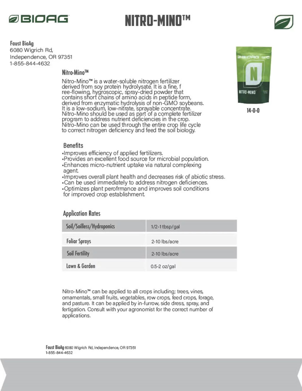 '- by & 4 bottle - Amino Soluble Nitro-Mino lb Powder Water Fertilizer BioAg Acids Nitrogen