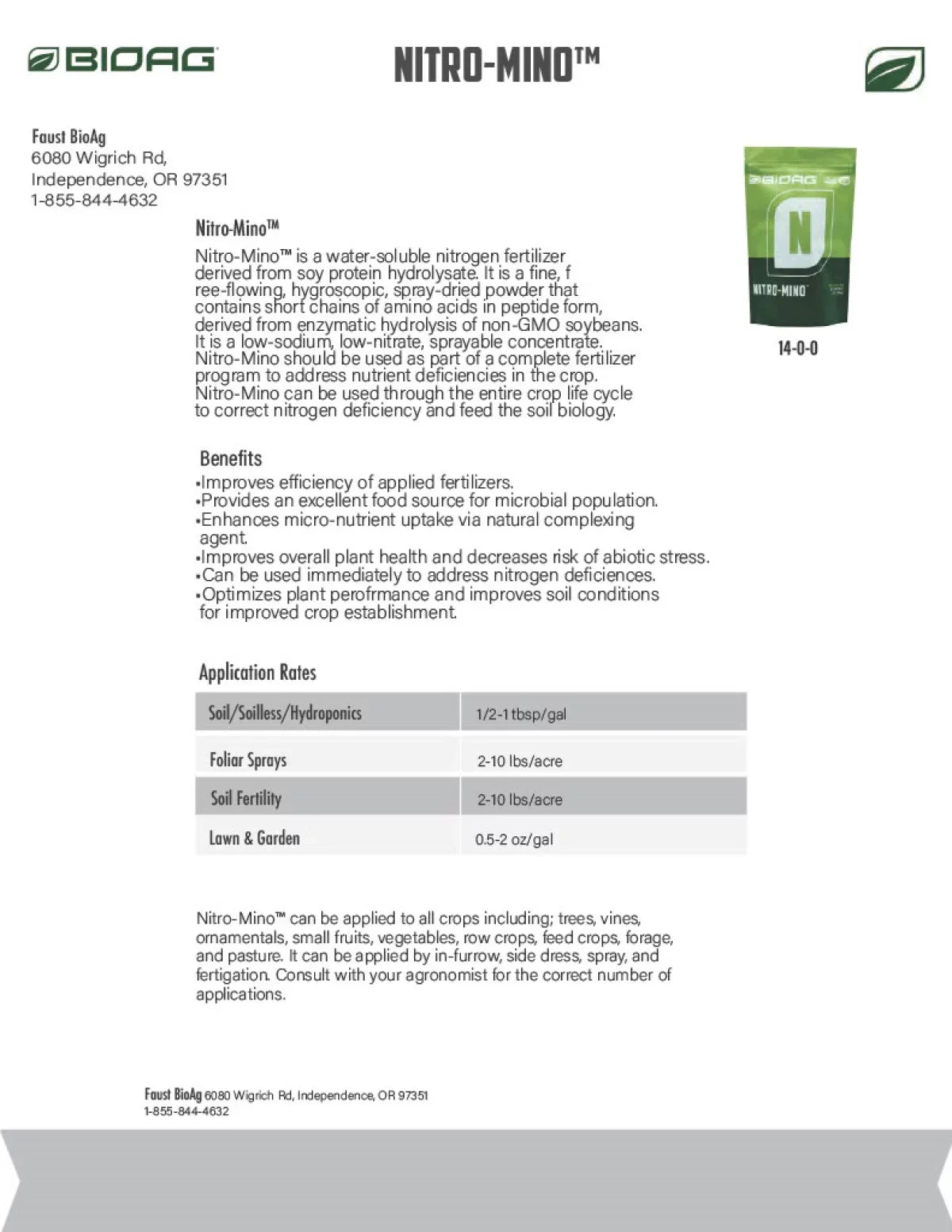 '- by & 4 bottle - Amino Soluble Nitro-Mino lb Powder Water Fertilizer BioAg Acids Nitrogen