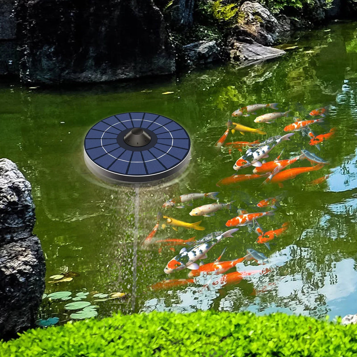 Stone With Pond Air Bubble Pond Aerator Tank Hose Fountain Birdbath for Pond Solar Aerator Pump and Circulation Small Oxygenator Fish