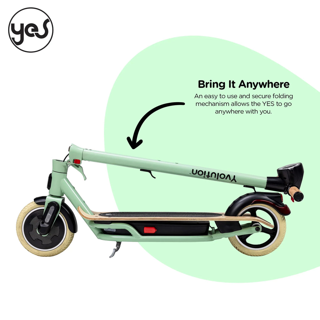 Yvolution (Green) LED Scooter Electric Adults for Display, YES Foldable Design