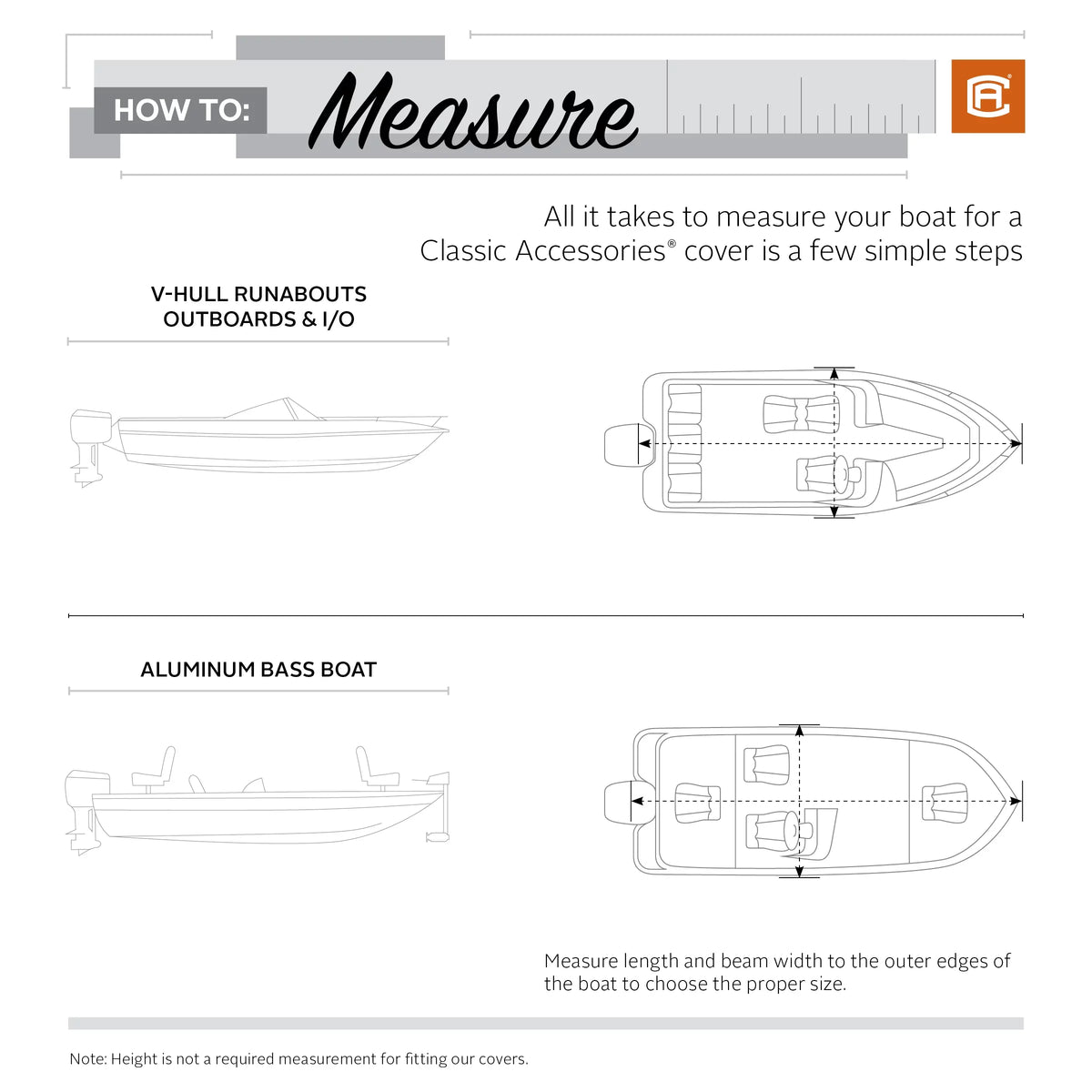 with Fabric, Boats Classic B 16' Accessories Boat Fade-Resistant Trailerable - Cover Polyester W, Boat Cover, 90" All Fits x Stellex™ Seasons L 14' Model