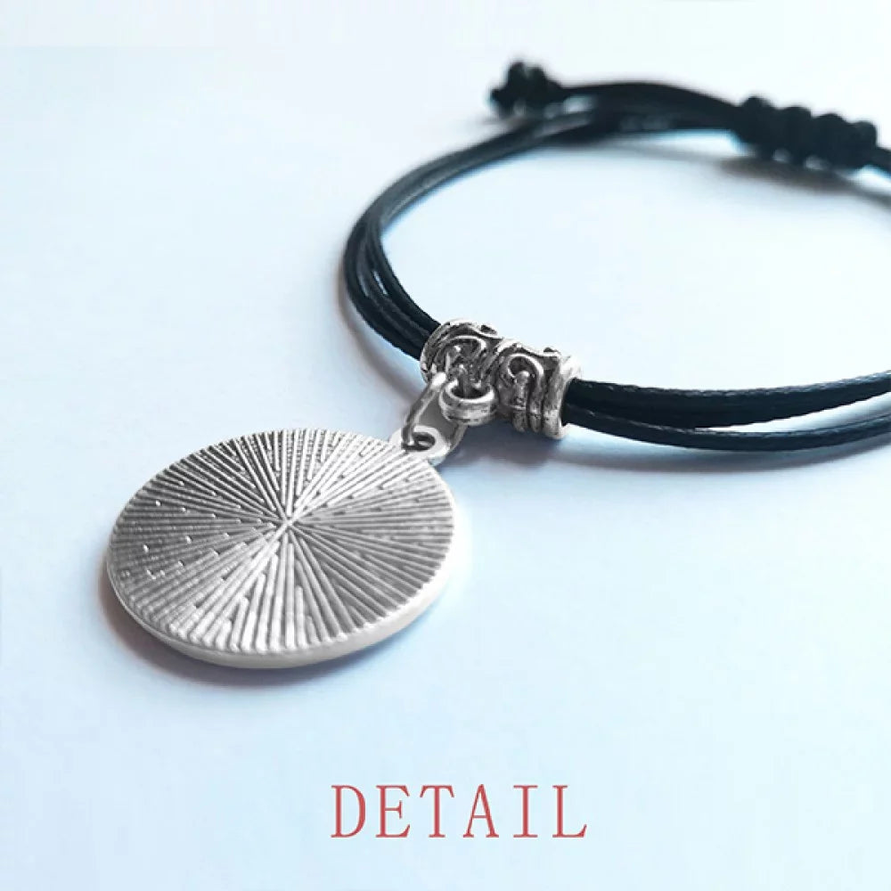 Amusement Facilities Park Black Outline Bracelet Rope Wristband Jewelry Leather