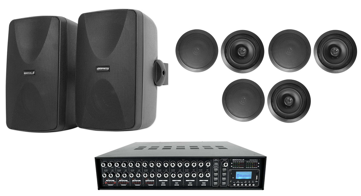 ROCK Speakers Multi Black Receiver+6) Rockville MATRIX Wall Ceiling+2) Home Room