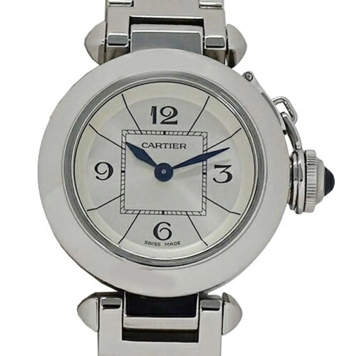 Stainless Miss Steel, Pasha SS, Polished Quartz, (Good) Ladies W3140007, Silver, Watch, Pre-Owned Cartier