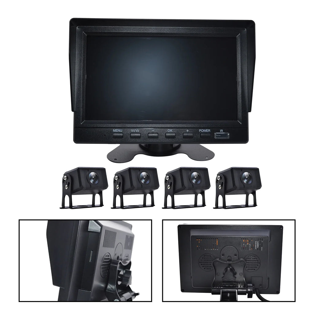 Bus+4 Driving Truck Video DVR Rear Recorder View Backup Monitor 7" RV Camera for
