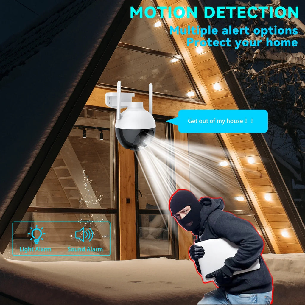 System Wireless Audio Detection Access Vision Lixada Remote Camera WiFi Home PTZ Color 2-Way Waterproof IP66 4MP View IP Night 360° Motion