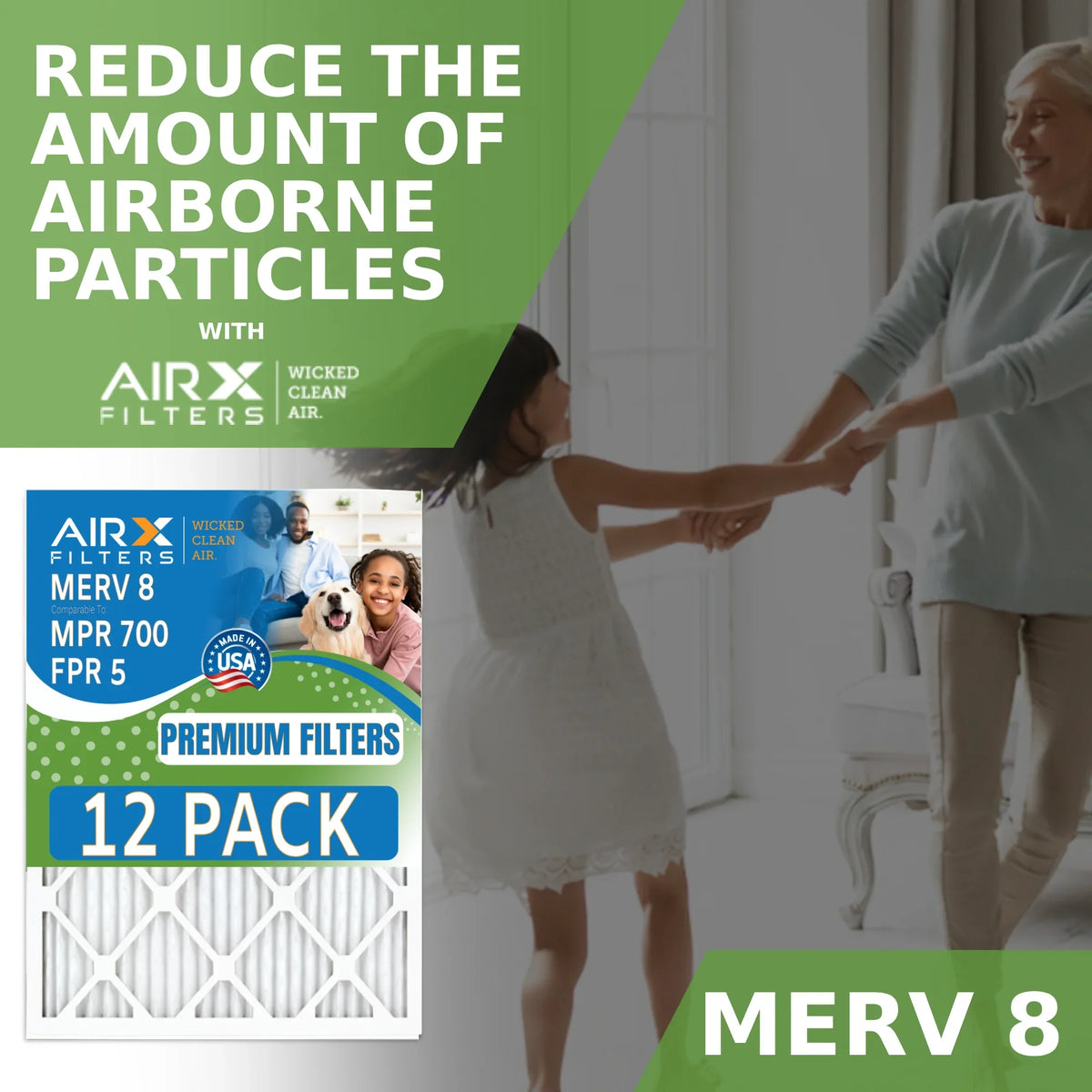 Pack Filters by USA FILTERS MPR Furnace & Air 12 WICKED 12x30x1 700 MERV AIRX Rating, Comparable to CLEAN in 5 Filter of FPR Made AIR. 8 -