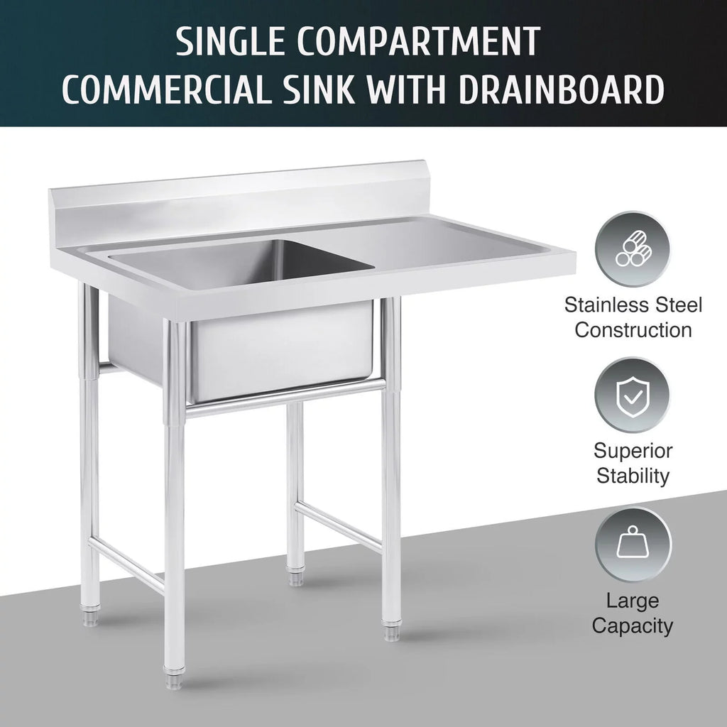 Utility Stainless Kitchen 36.7in Drainboard for 23.6* Use 39.3* Commercial Sink Home and Sink Steel