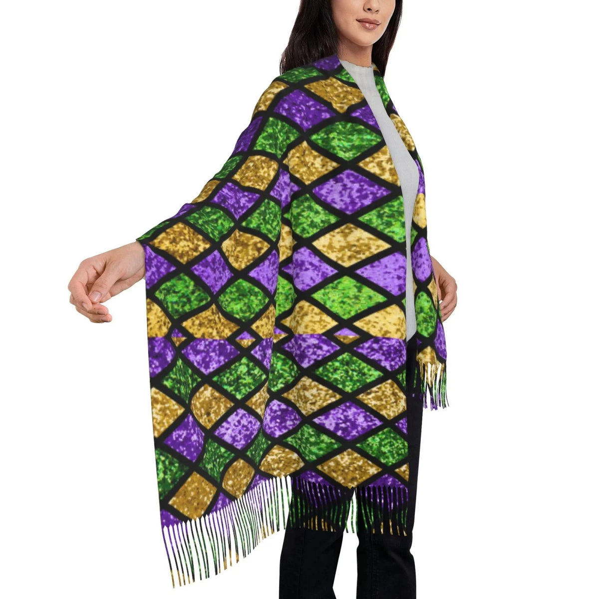 Print Purple Bingfone Gifts- Warm Large Soft Gras Winter Wrap Green Women Cashmere Scarf Shiny Art For Shawl Elegant Mardi Scarves Feel