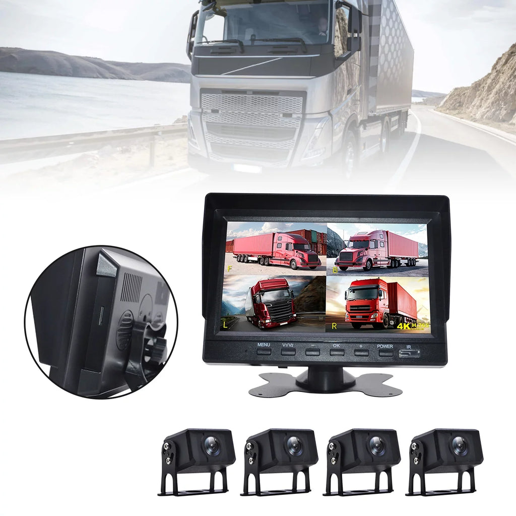 Bus+4 Driving Truck Video DVR Rear Recorder View Backup Monitor 7" RV Camera for