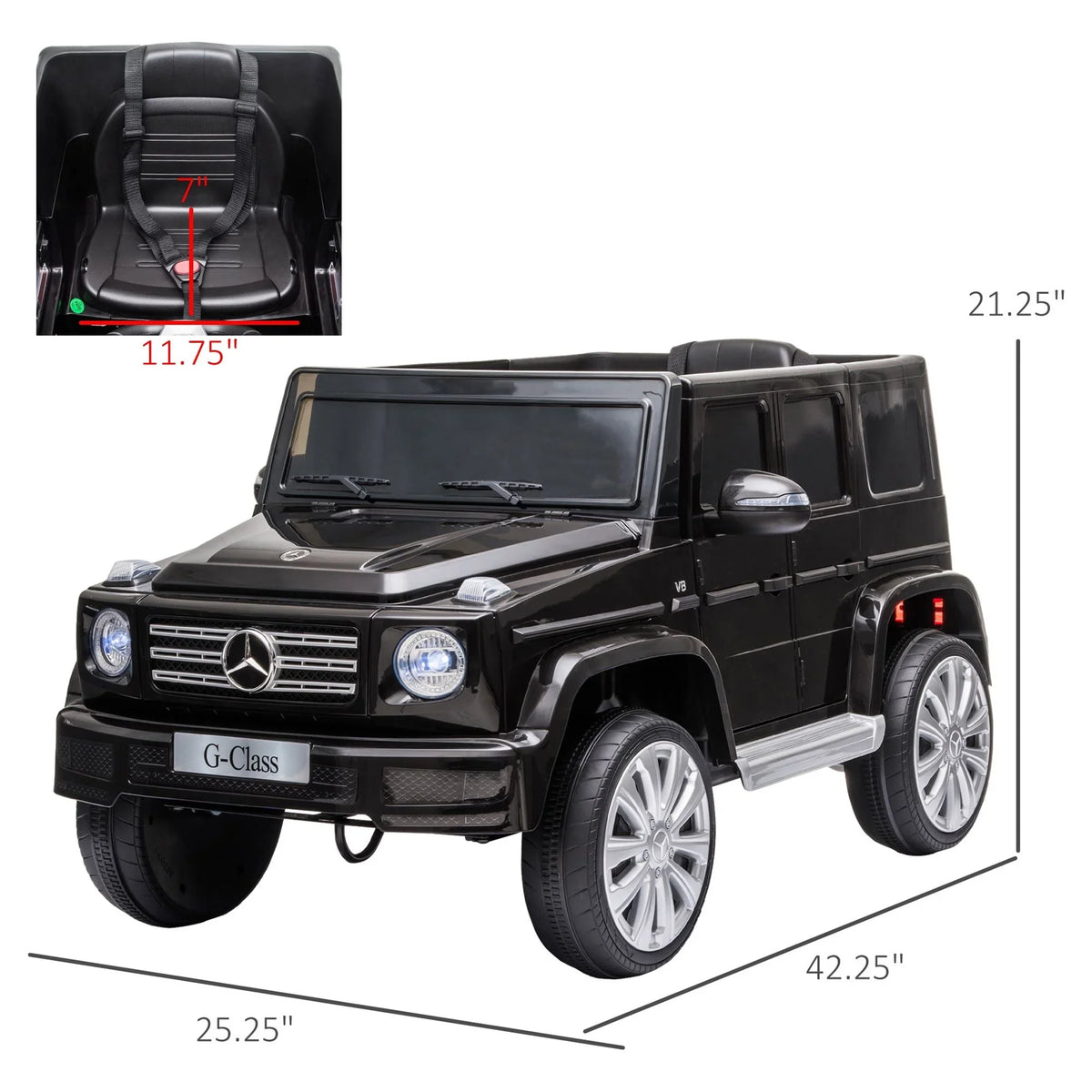 Aosom Benz Headlights, Working 12 with Suspension & Mercedes Powered G500 Remote Ride-On Bright V Control,