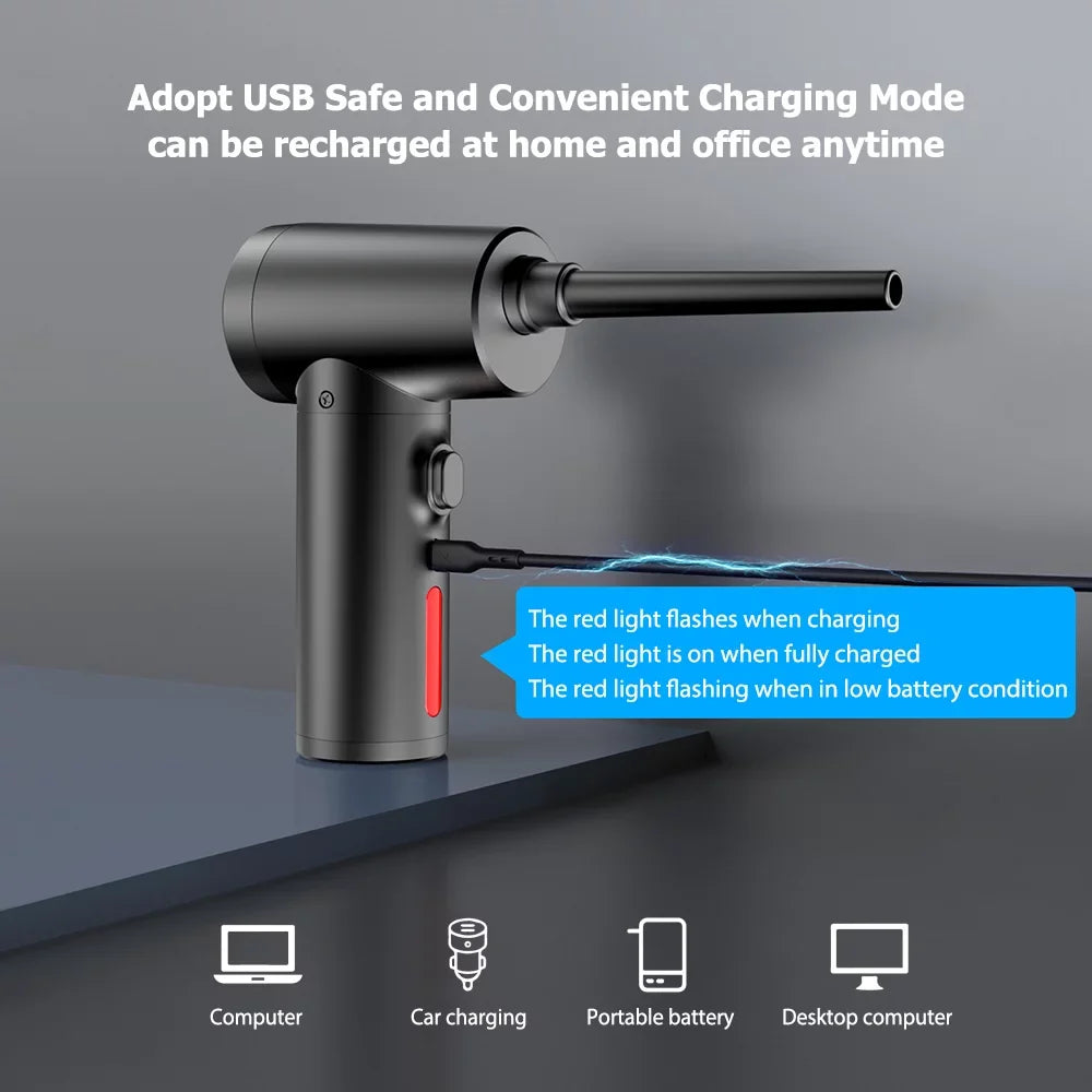 Light, Duster, Fast Air Air LED Portable Electric Cordless with Blower Compressed Computer Air Keyboard 6000mAh Duster Charge for Rechargeable 50000RPM