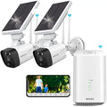 Dual 3.0MP Wire-Free 2-Way Audio Antennas, Rechargeable {100% Wireless with Powered} Camera Solar Batteries camera Solar with system, 2K Powered 2pcs