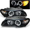 Doors + Black Projector 2 - E46 BMW RH LH LED Coupe AKKON For Halo 3-Series Lamps Ring Replacement Headlights