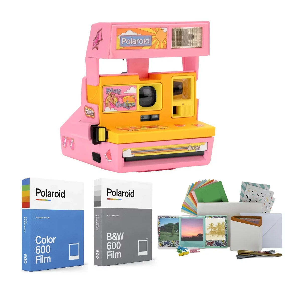Kit Bundle Film Photobox Malibu Film 600 Polaroid Barbie and Camera Instant with