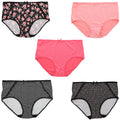High Delta Florals) Sexy Women's Intimates Plus Rise Brief Pink Black Size Panties Classic Burke (5Pr) Hot (X-Large,