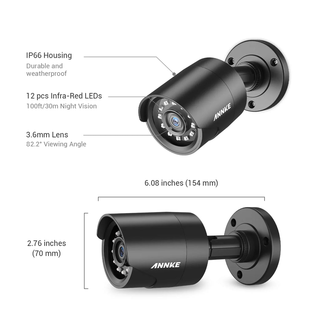 Home Vision, ANNKE Bullet Surveillance Camera 1080P Camera TVI 4 Night/Day IP66 Indoor, 1920TVL, HD Outdoor Waterproof, Pack Security CCTV