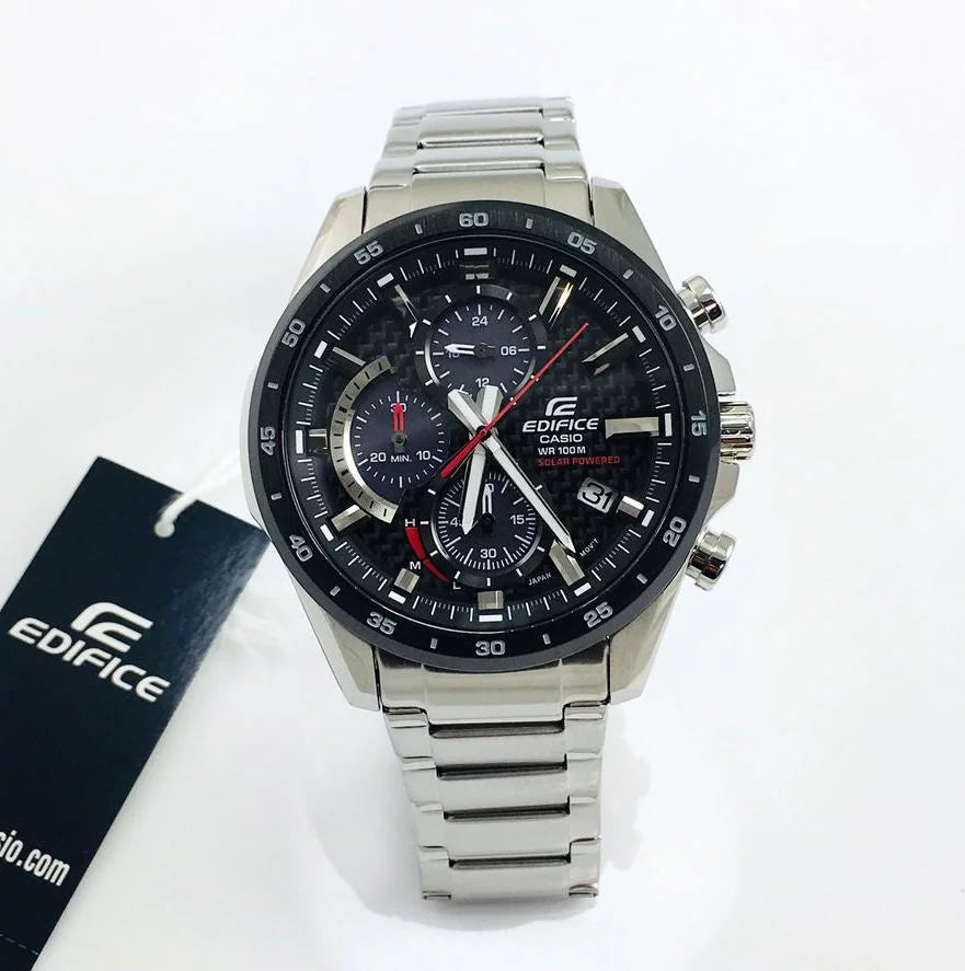Steel Casio Men's Stainless Chronograph Solar-Powered Watch EQS-900DB-1AVCR Edifice