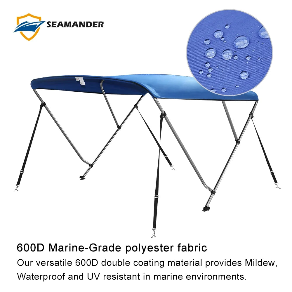 6'Lx73-78"W,Pacific Top Bimini Blue 3Bow Seamander