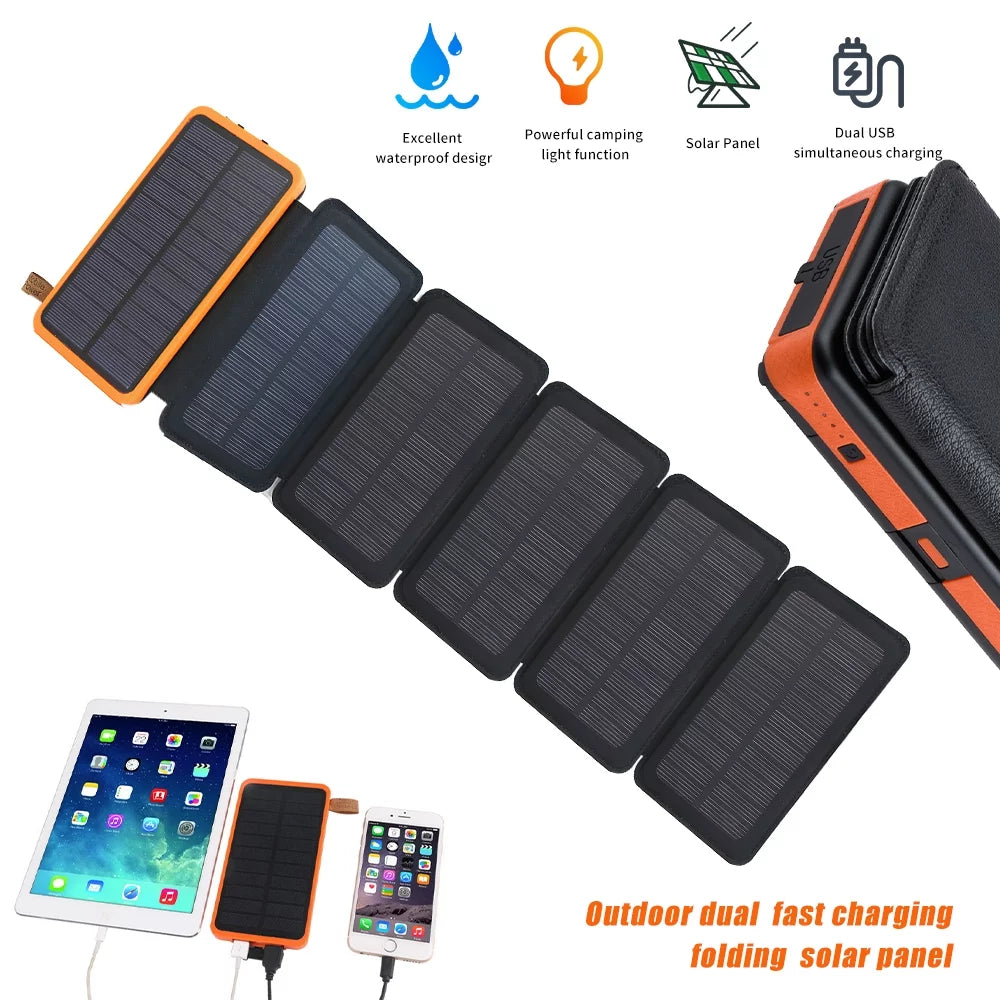 Outdoor Power USB Pack Tablets Bank, Battery for Phones, Portable Charge Charger 26000mAh, Fast Solar