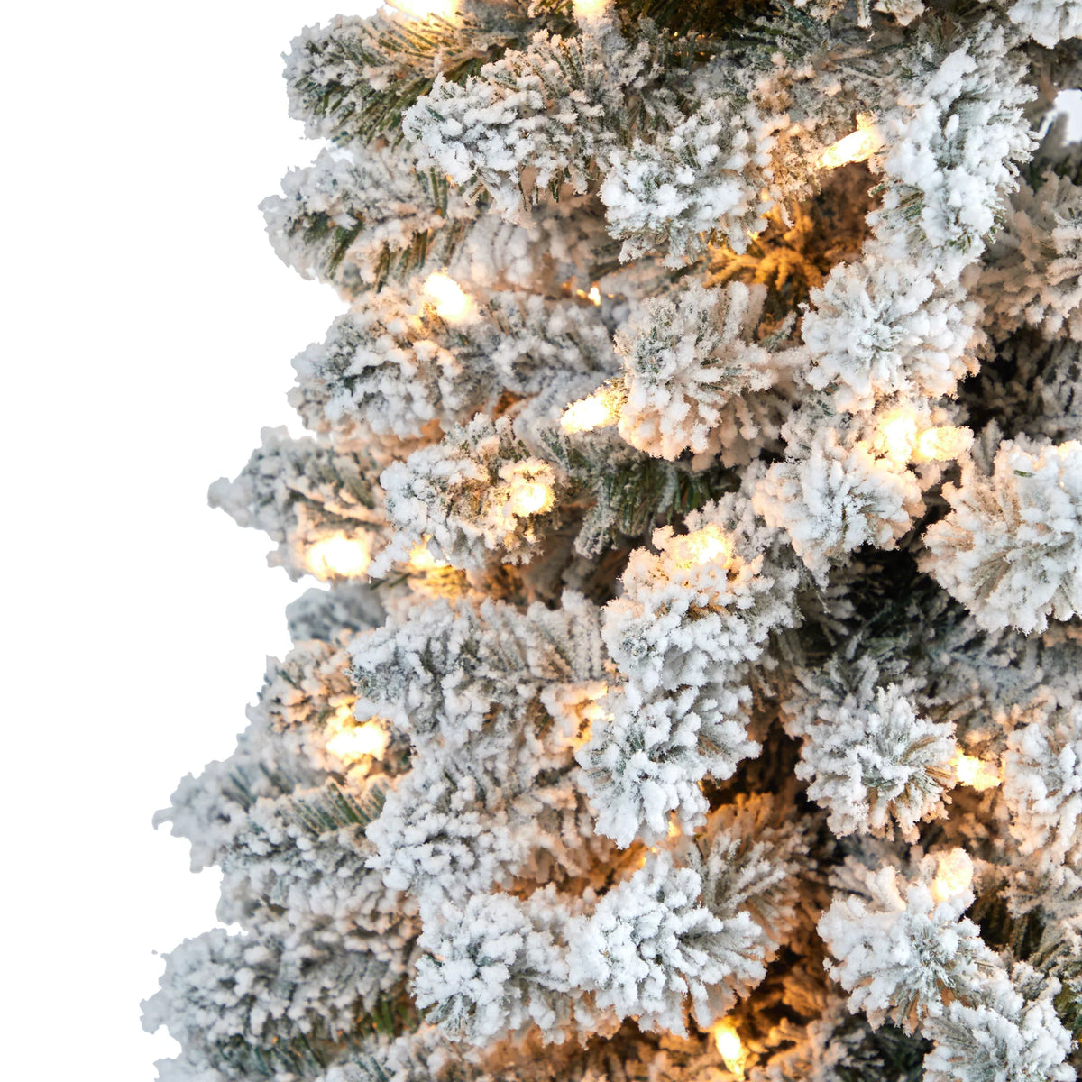 Artificial Pencil White Nearly Clear Lights Natural Prelit Christmas Flocked 7' 400 Tree