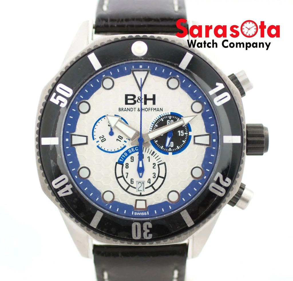 Leather Watch Dunbar Quartz &amp; Brandt 14060 Swiss Hoffman Chronograph B&amp;H Men's