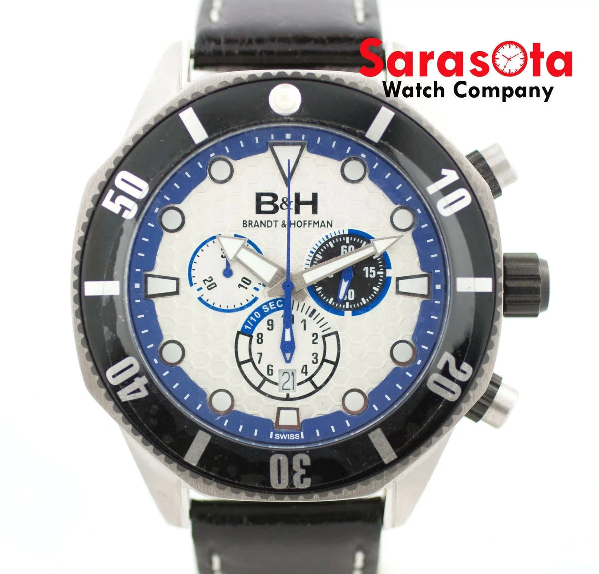 Leather Watch Dunbar Quartz &amp; Brandt 14060 Swiss Hoffman Chronograph B&amp;H Men's