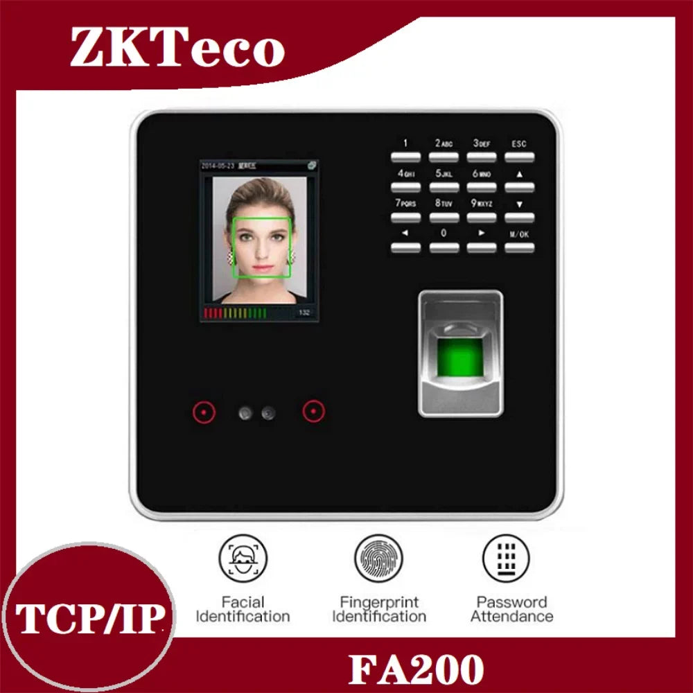 Attendance ZKTeco Fingerprint Control Biometric FA200 TCP/IP Time Face Access