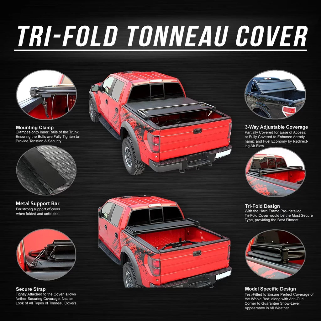 2019 6' TTC-TRISOFT-060 Top Trunk 18 Motoring Bed 2016 Toyota Cover Tonneau Fleetside to for Adjustable Soft Tacoma 17 DNA Tri-Fold