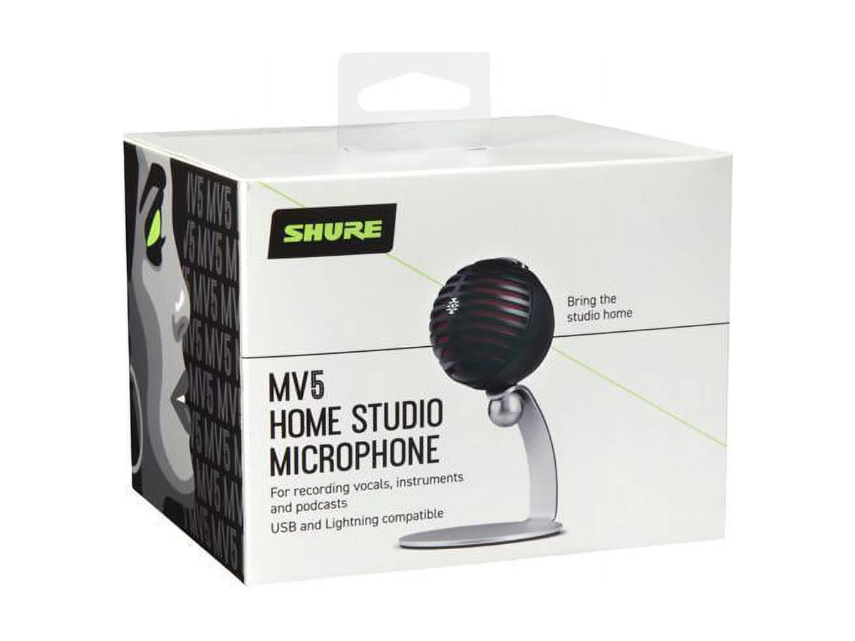 '- Microphone Shure - Red USB MV5 Condenser Black w/