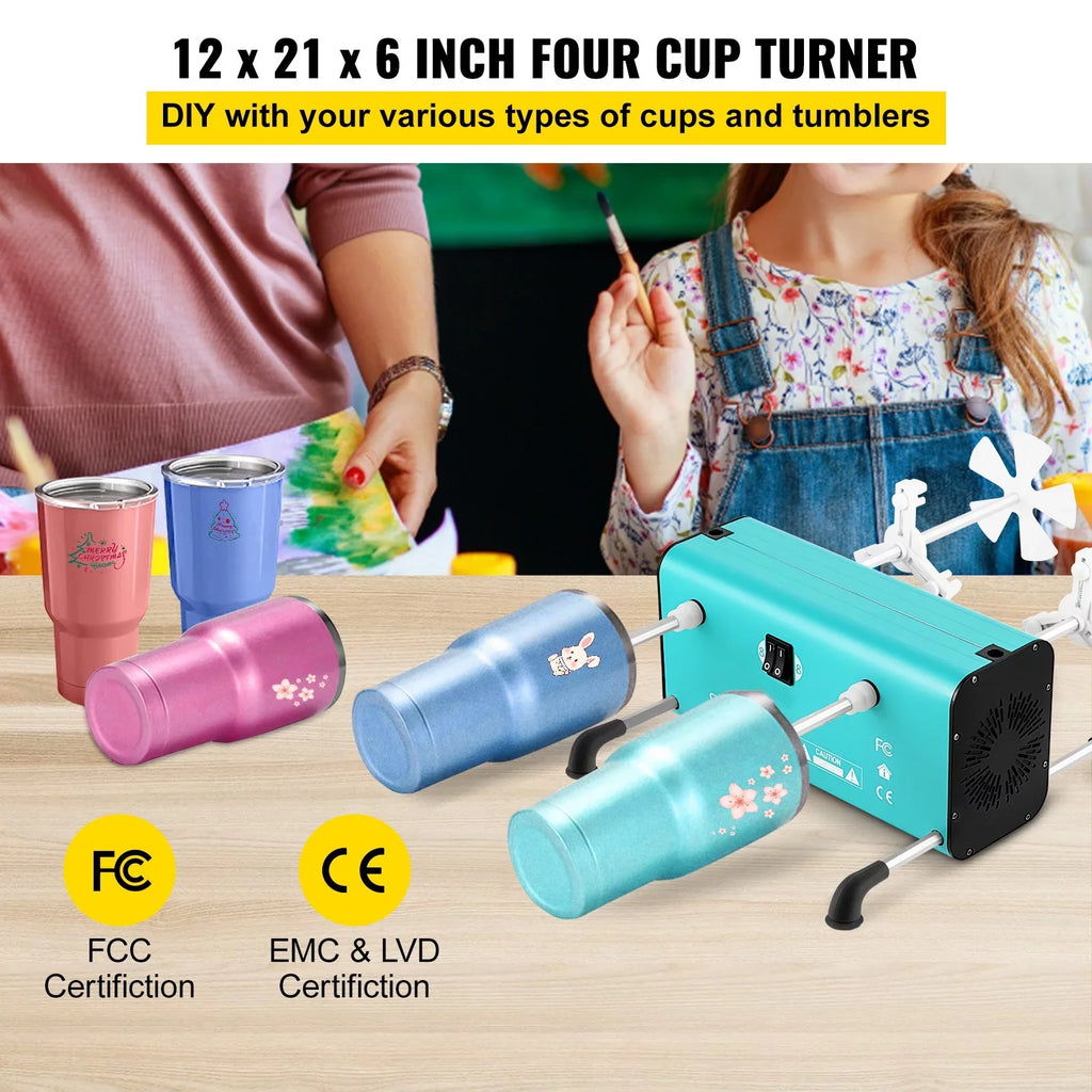 Mute DIY 2 Multiple Switches Spinner 4 Rotator Crafts Tumbler, Speeds Machine BENTISM for Removable Turner Kit Motor, Tumbler Crafts for Independent 4 with Glitter 4 Arms, and Adjustable Epoxy Cup