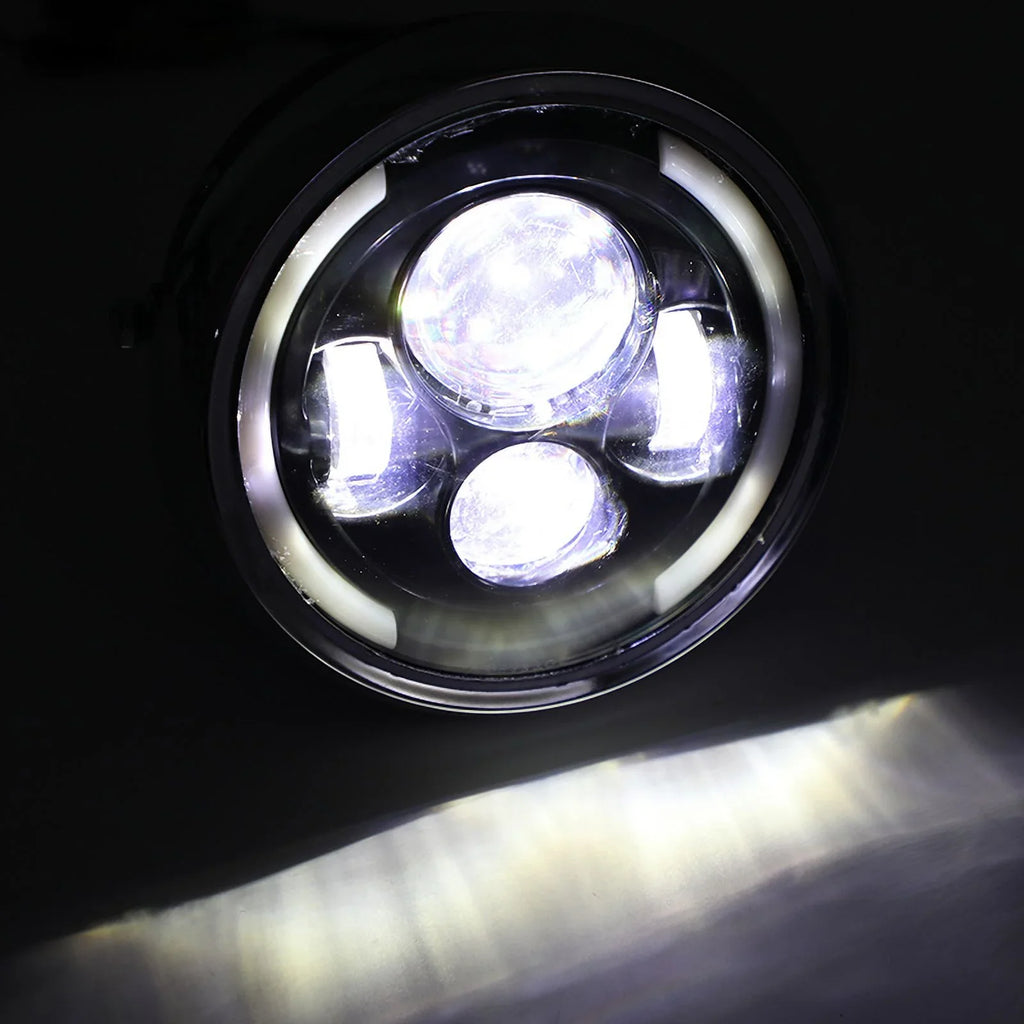 Driving for Hi/Lo Fog Motorcycle 7 Cafe Inch Racer Dyna Headlight LED Bobber DRL