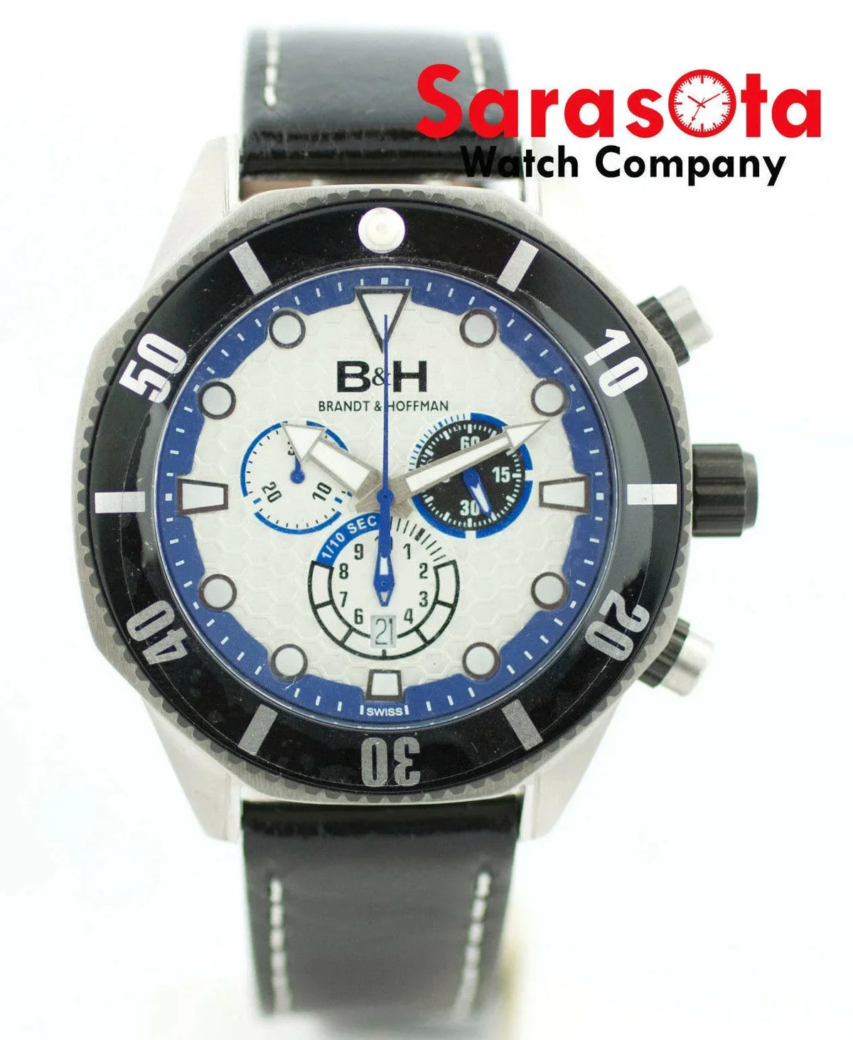 Leather Watch Dunbar Quartz &amp; Brandt 14060 Swiss Hoffman Chronograph B&amp;H Men's