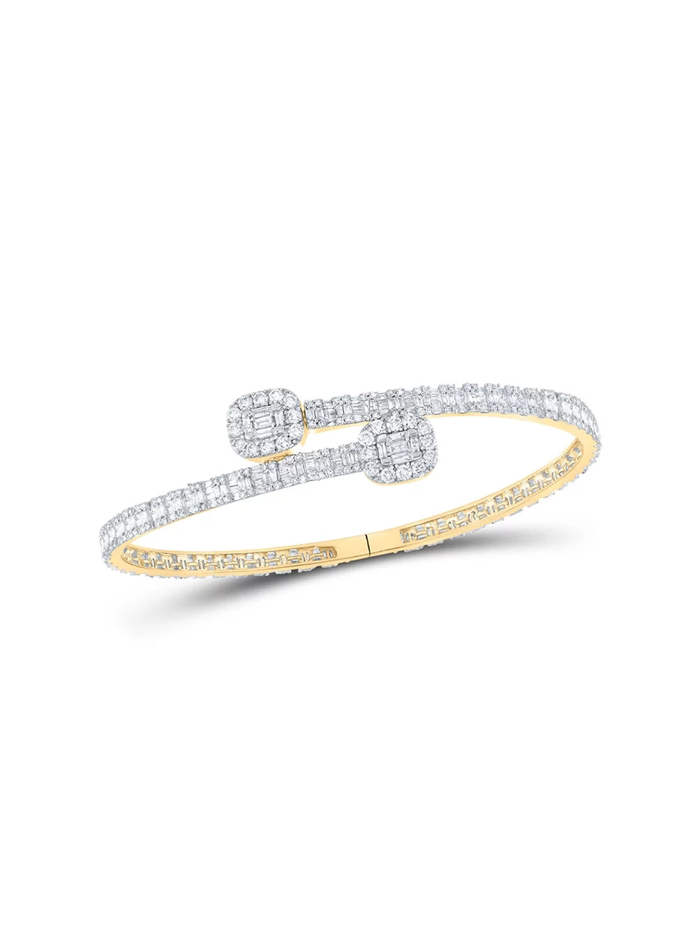 4-1/4 Baguette Mens Bangle Diamond Bracelet Yellow Queen 14kt Cuff Cttw Diamond Gold