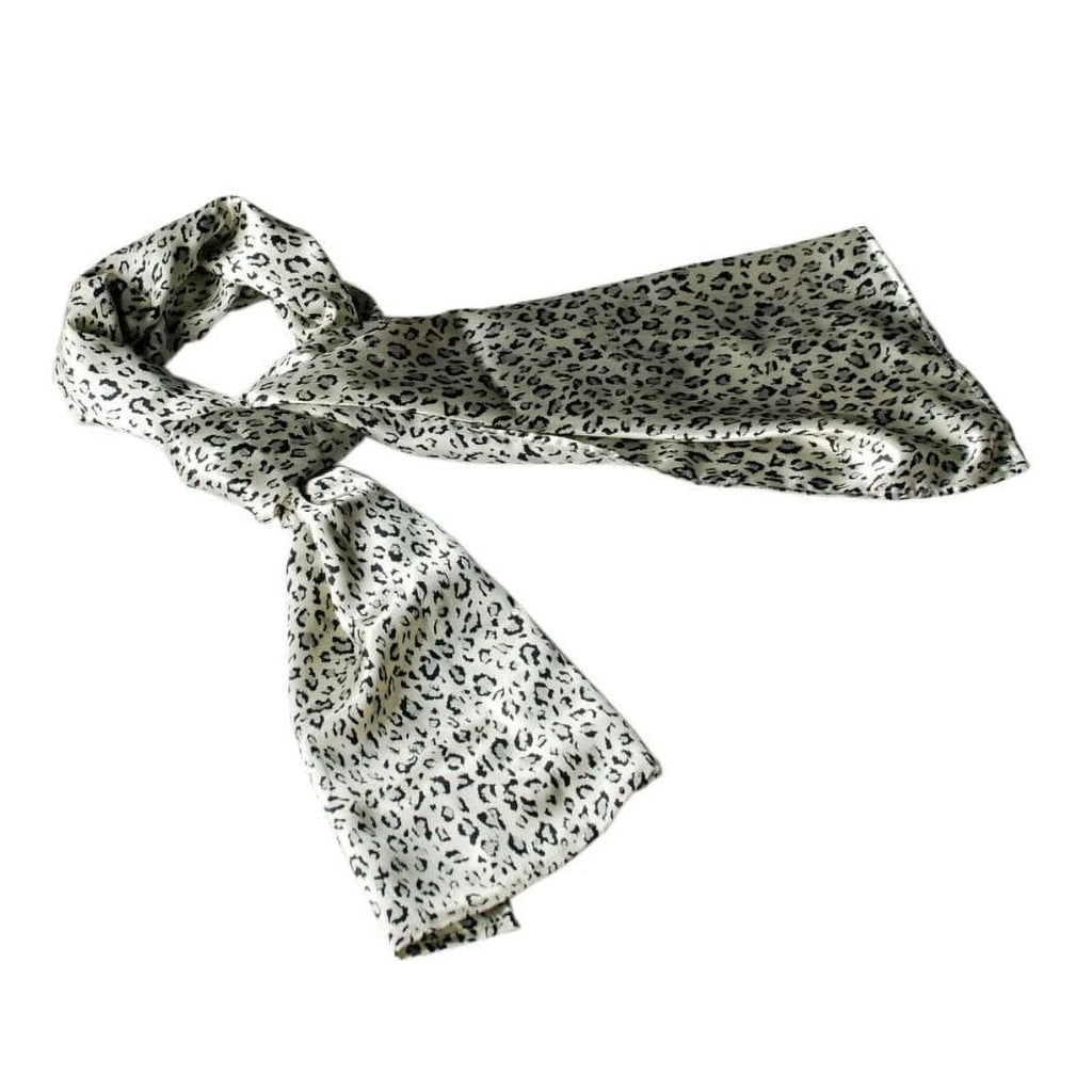 Blancho Elegant Scarf/Wrap/Shawl(Large) Soft Ivory Print Silk Leopard Animal Exquisitely