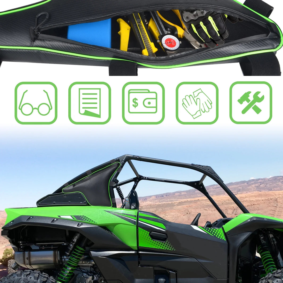 Teryx KRX Truss Triangle Organzier Stock for UTV Kawasaki Accessories 1000 2020+ KRX Bag 1000 Teryx Storage
