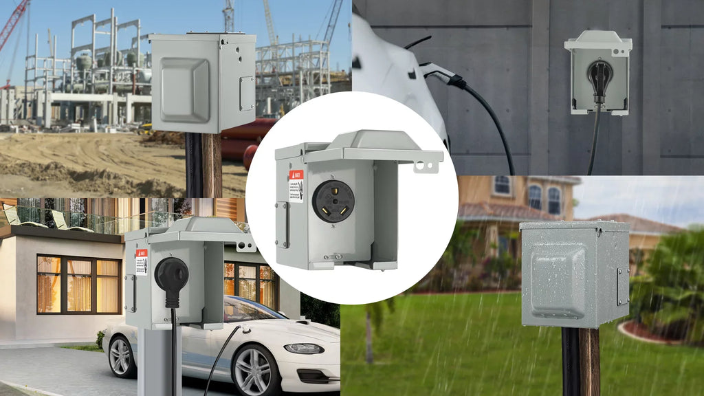 30Amp Power NEMA Panel Trailer Electrical Generator Car Weatherproof Outlet 25/250V Receptacle Camper for Box, Enclosed Lockable Motorhome TT-30R, Electric RV BENTISM RV Outdoor Travel