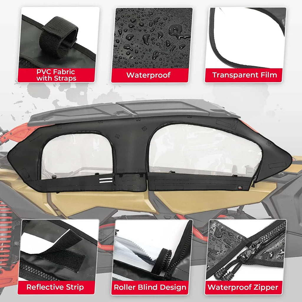 Seater Door Kemimoto Cab X3 Set top Am 2017-2023 Doors Models Kit, Soft with Soft Upper Compatible Can 4 Maverick UTV Max Enclosure