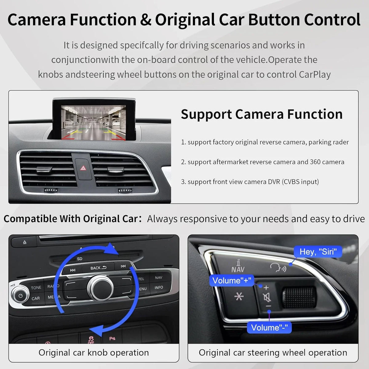 with Q3 Road MMI Car Camera Version), Carplay Wireless Top 3G, Audi Support Auto Mirrorlink, Year Android Retrofit Decoder, Module Carplay Kit 2014-2018 (HN+ Software for