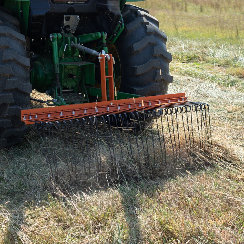 Rake, 1 Landscape Rake Attachments FT 5 Drag-Behind 3 Tines, Pine Straw Spring Needle Category Coil Point Tractors, Titan