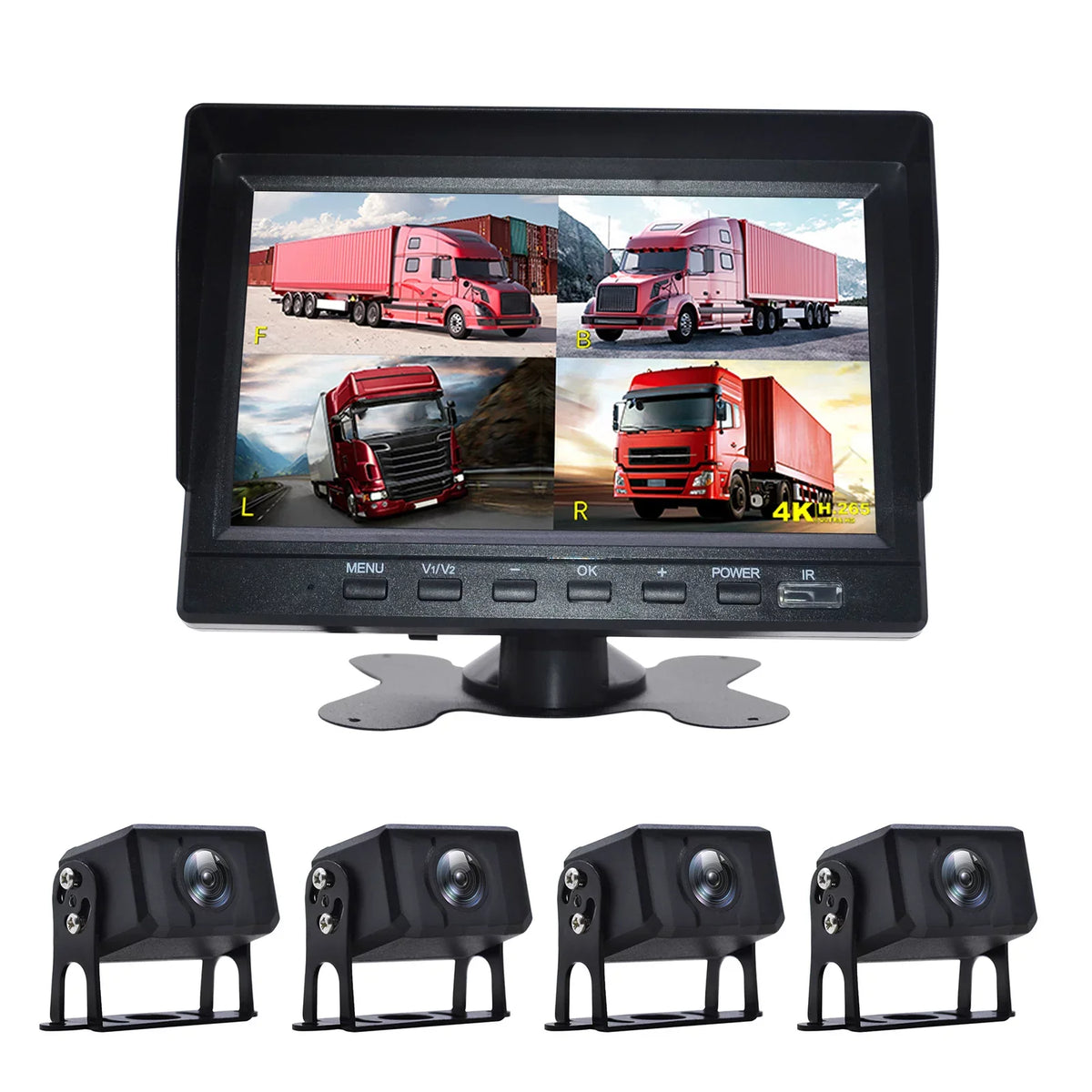 Bus+4 Driving Truck Video DVR Rear Recorder View Backup Monitor 7" RV Camera for