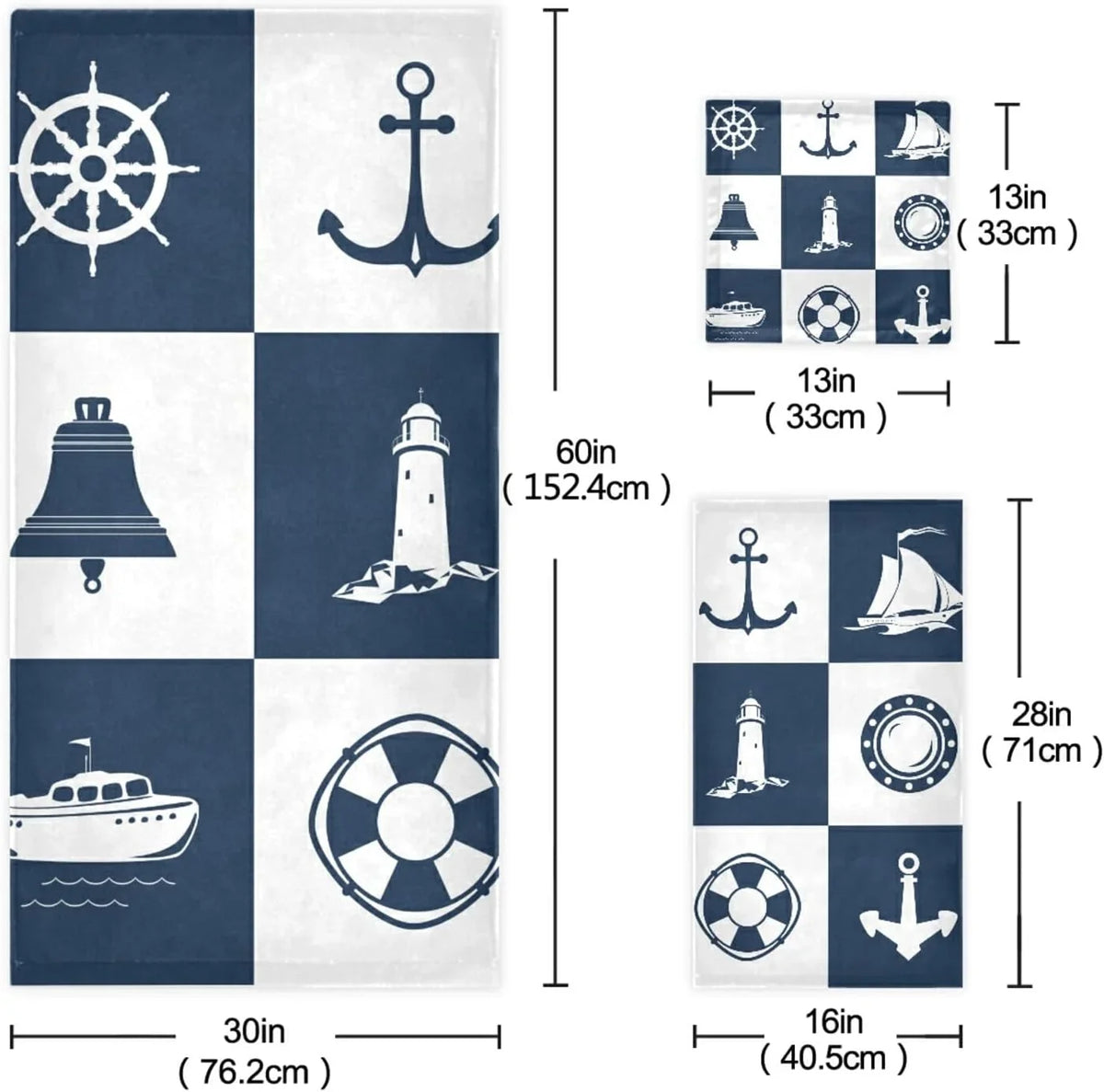 Soft Anchor Bath Bathroom GZHJMY Sailing Piece 3 Decorative Checked Lighthouse Towel Cotton Fingertip Absorbent Towels Sets for Towels Vessel Hand