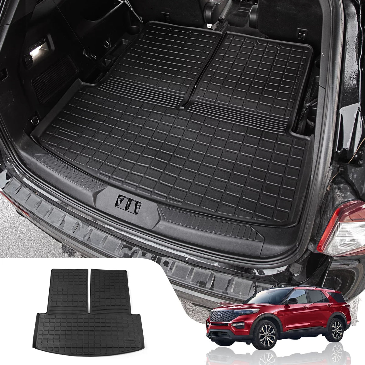 Back Explorer Ford Cargo (Trunk with 2020 Trunk 6&7 2021 Backrest Accessories All Liner Cover 2022 Explorer Mat) Protector Passenger Weather for Seat Fit Mat TPE 2023 Mat