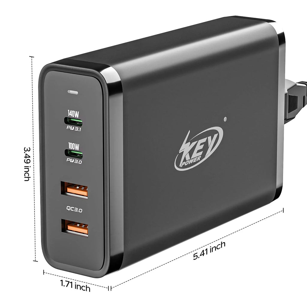Power Charge Fast USB Dell XPS, C Adapter 4Port Galaxy, Pro 16", iPhone, Charger PD Macbook 245W Station, GaN Deck Type with for iPad, Power Key 140W 3.1 C Air/ Steam
