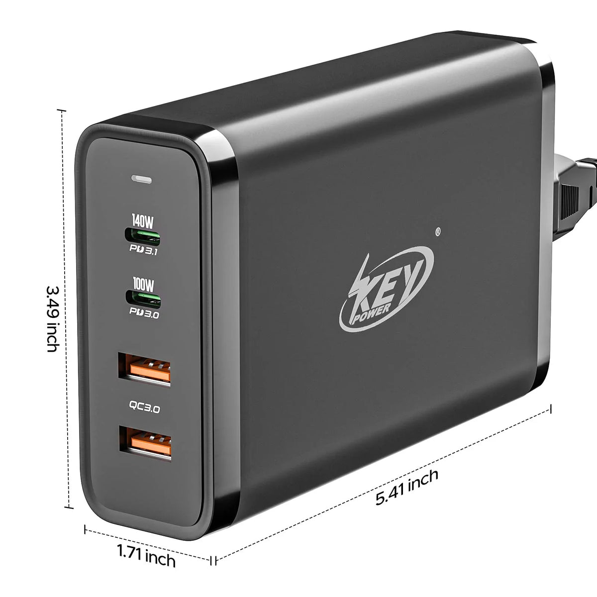 Power Charge Fast USB Dell XPS, C Adapter 4Port Galaxy, Pro 16", iPhone, Charger PD Macbook 245W Station, GaN Deck Type with for iPad, Power Key 140W 3.1 C Air/ Steam