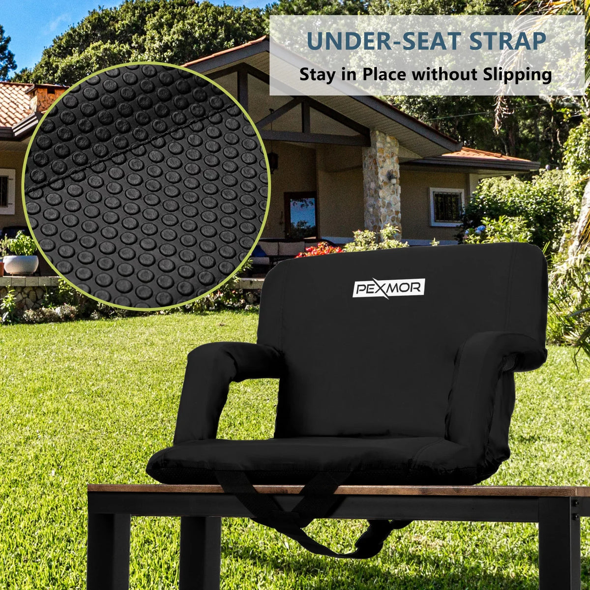 21'' & Bag, Cushion, Carrying Bleachers 2-Pack PEXMOR Stadium Support Portable for Standard Seat Back Reclining with Width